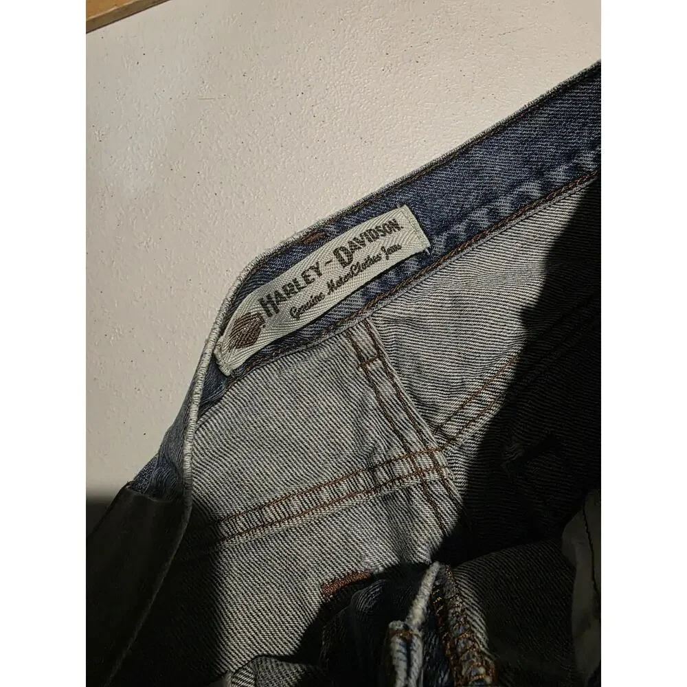 Harley Davidson Jeans Mens 34x32 Blue Denim Distressed Straight Leg Biker